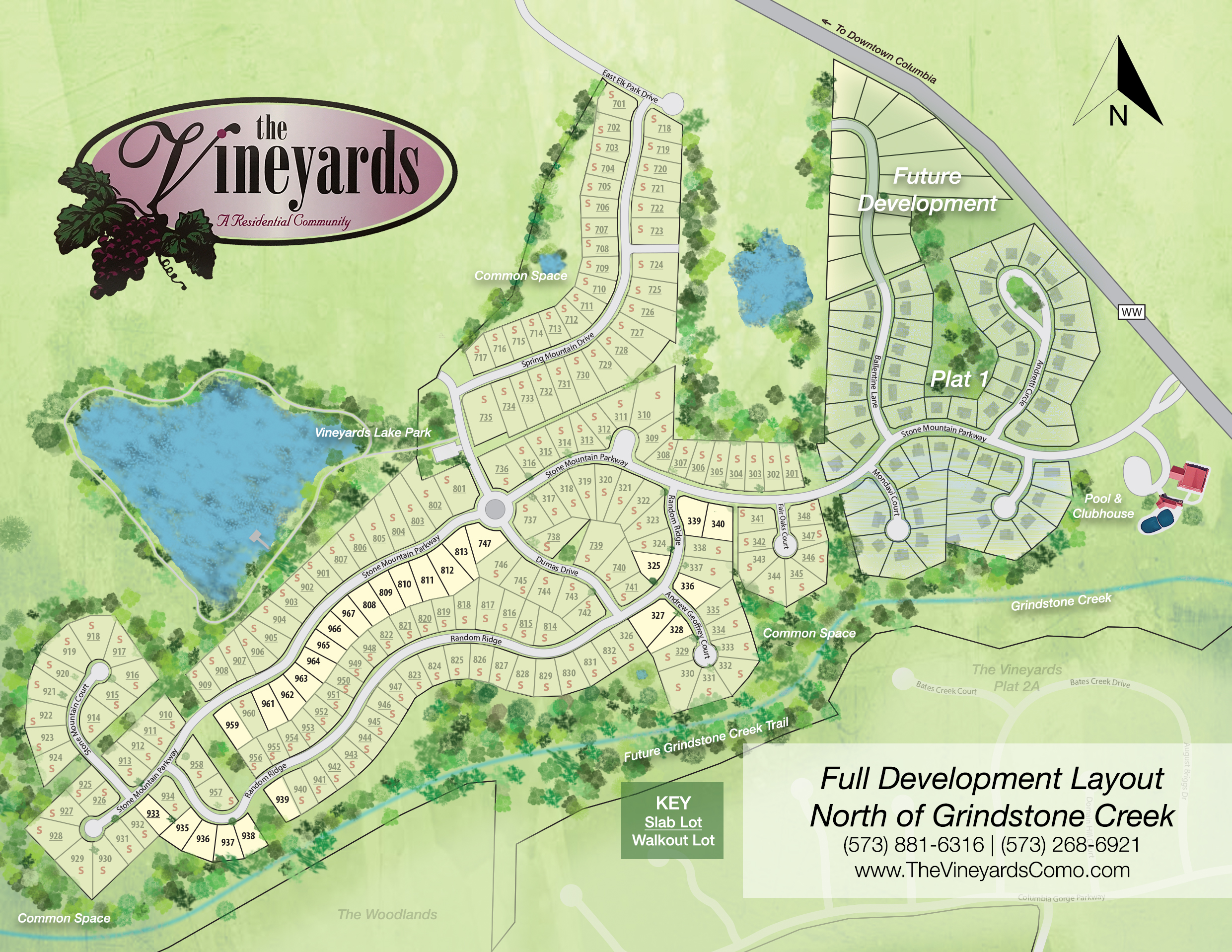 Map showing The Vineyards subdivision